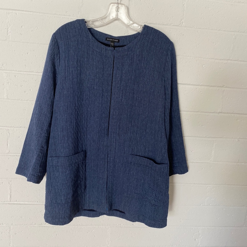 Eileen Fisher Chambray Blue Jacket M
